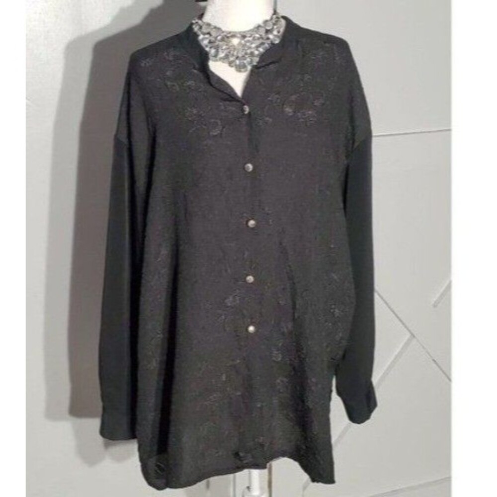 TOUCHE TUNIC BLACK LONG SLEEVE POLYESTER SIZE 26/28(3X)